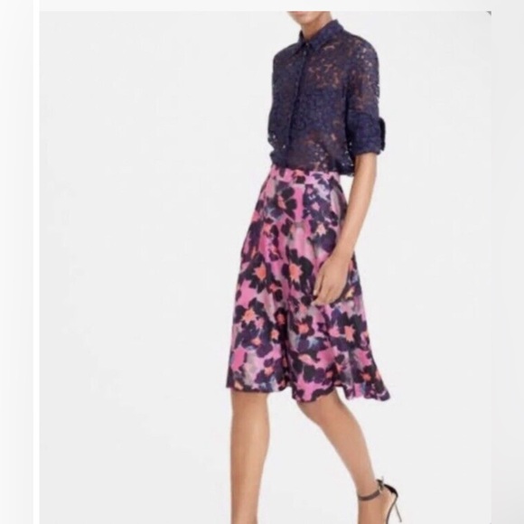 J. Crew Collection A-line silk twill skirt in watercolor floral - Picture 3 of 10